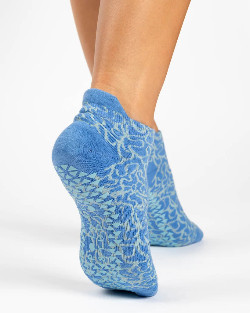 chaussettes antidérapantes pilates yoga grip socks pointe studio abstract bleu
