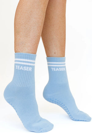 chaussettes antidérapantes grip socks pilates yoga teaser bleu