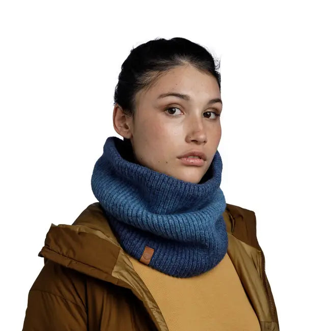 tour de cou neckwarmer polaire laine wool buff marin denim