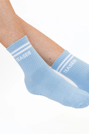 chaussettes antidérapantes grip socks pilates yoga teaser bleu