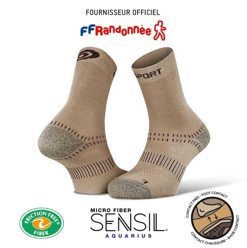 Chaussettes randonnée double evo beige