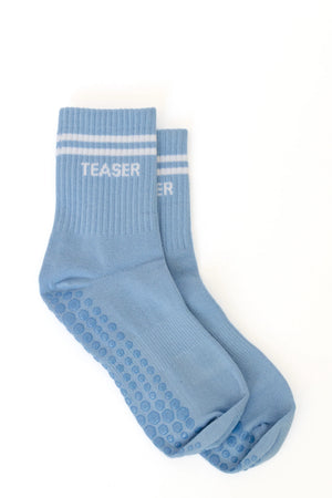 chaussettes antidérapantes grip socks pilates yoga teaser bleu