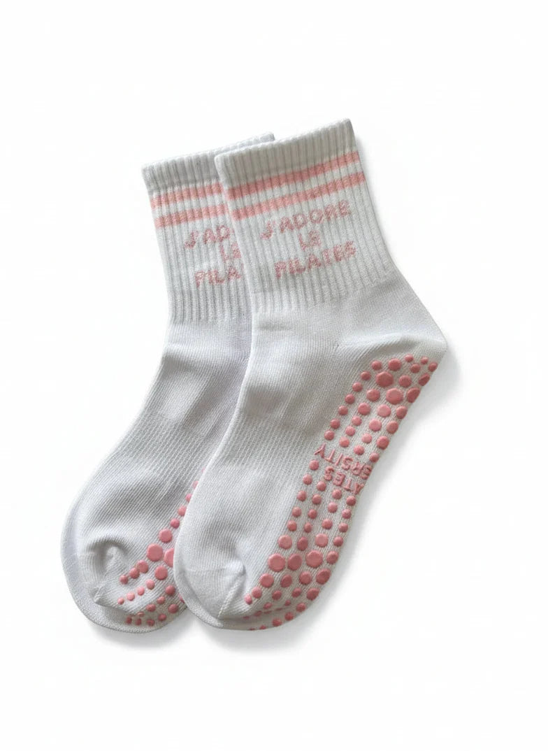 Chaussettes antidérapantes J'adore le Pilates Blanc
