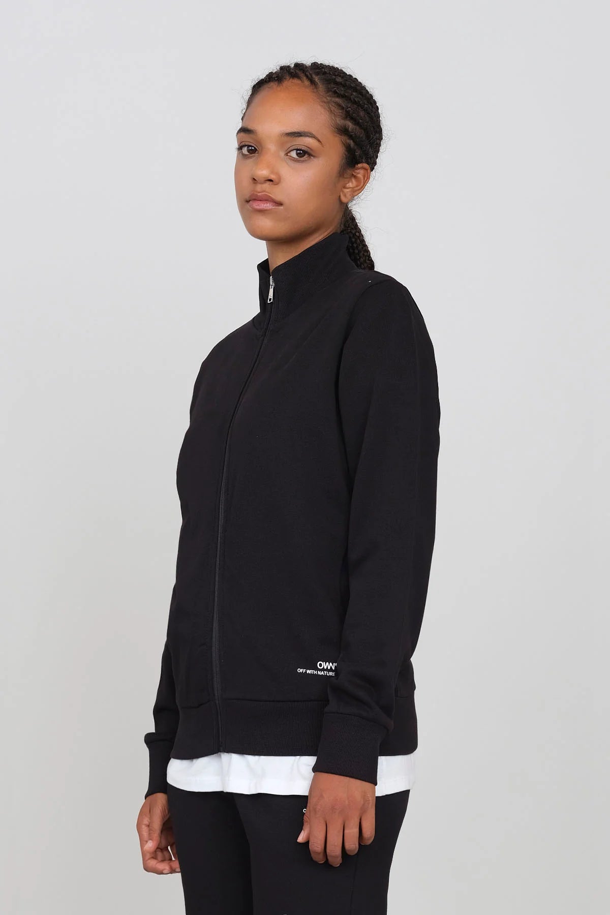 Sweatshirt femme zippé noir coton