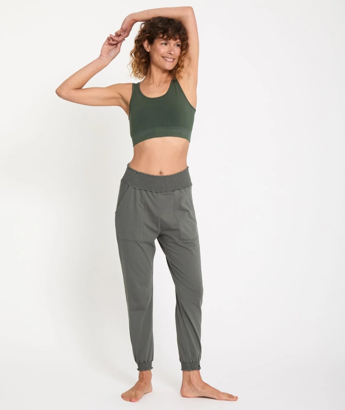pantalon pant yoga searcher morjim coton cotton thyme vert