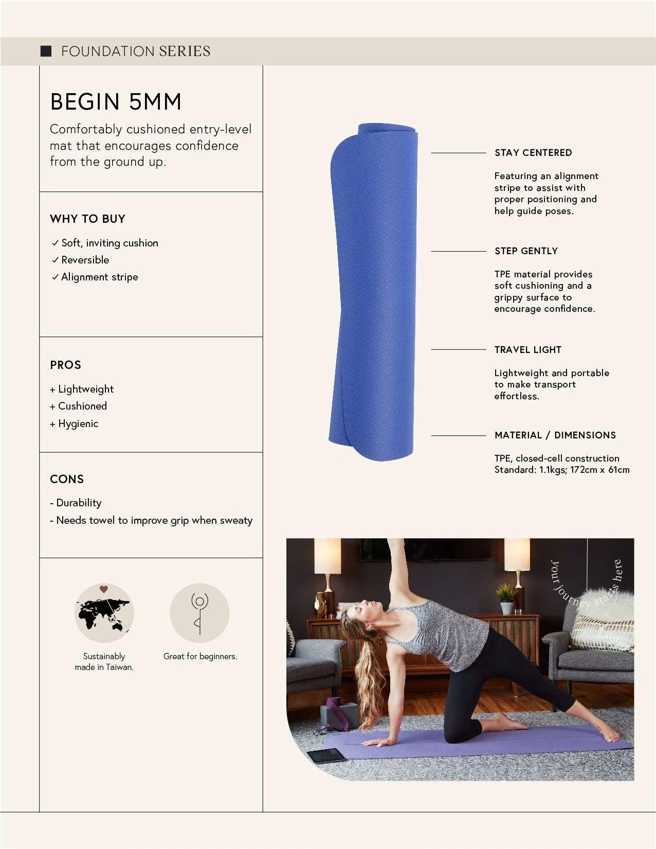 tapis yoga mat cherry manduka begin