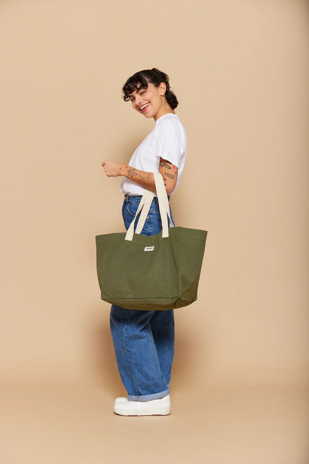 cabas claude olive hindbag coton