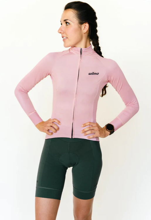 maillot de vélo femme manche longues rose