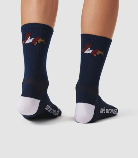 chaussettes de vélo bleu marine café du cycliste