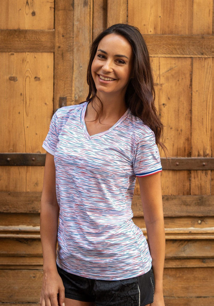 T-shirt running femme frenchy tricolore 